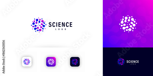 Science Research Logo icon Abstract Circular Liquid Symbol Logotype for Medical Scientific Technology, Bio Laboratory, Bio Molecular Researching, Biotech Healthcare Creative Sign. Vector Illustration