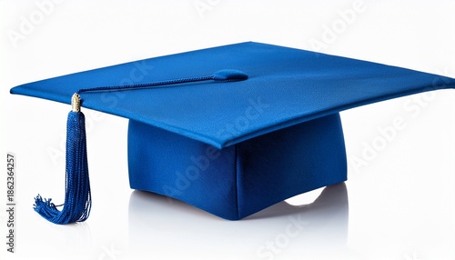 blue graduation cap isolated white background or transparent