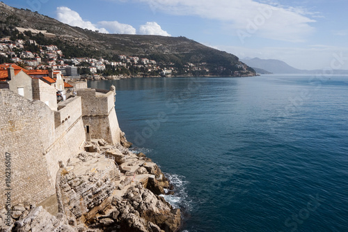 Seaside and coastal view of Dubrovnik old town Croatia