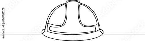 one line isolated vector object hard hat ,one line drawing of isolated hard hat, one line Art icon drawing