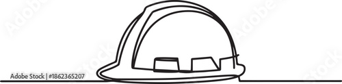 one line isolated vector object hard hat ,one line drawing of isolated hard hat, one line Art icon drawing
