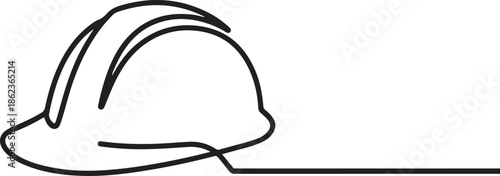 one line isolated vector object hard hat ,one line drawing of isolated hard hat, one line Art icon drawing