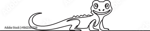 One single line drawing of adorable desert lizard reptile for company logo identity. one line Art icon drawing