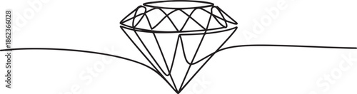 Continuous one line drawing of diamond gemstone. Precious diamond single line vector illustration. one line Art icon drawing