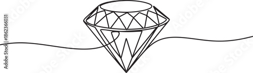 Continuous one line drawing of diamond gemstone. Precious diamond single line vector illustration. one line Art icon drawing