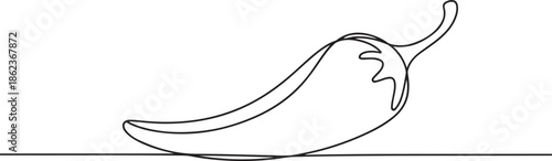 Continuous line drawing of a chili pepper.single line illustration representing spicy food, one line Art icon drawing