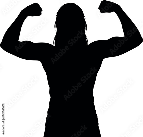 A muscular person flexing their arms in a powerful pose