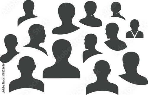 A group of diverse people silhouettes in various orientations