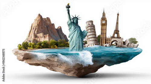 Weltweite Wahrzeichen und berühmte Sehenswürdigkeiten als Reisekonzept