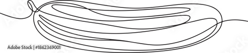 Continuous line drawing of cucumber, One single line sketch art concept of fresh food fruit and vegetable. one line Art icon drawing