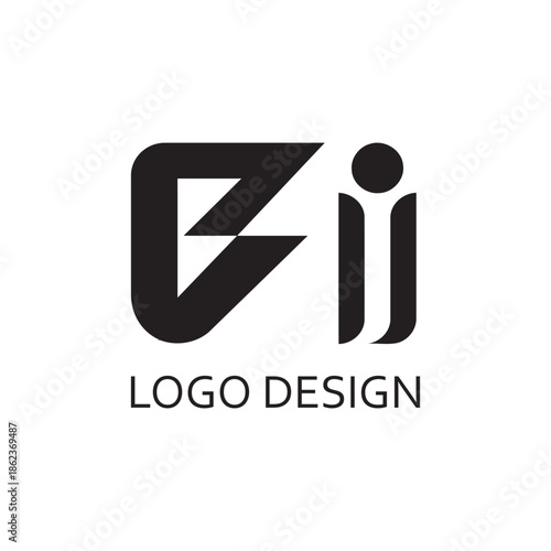 simple black letter bi for logo design