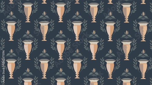 Seamless Vintage Urn and Laurel Wreath Pattern