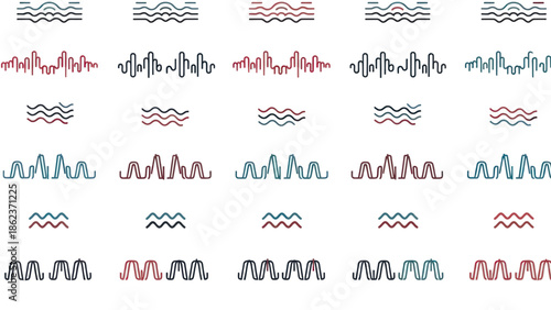 Abstract Sound Wave Patterns Collection - Music, Audio, Technology Icons