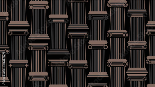 Seamless Ancient Greek Column Pattern Background, Architectural Motif