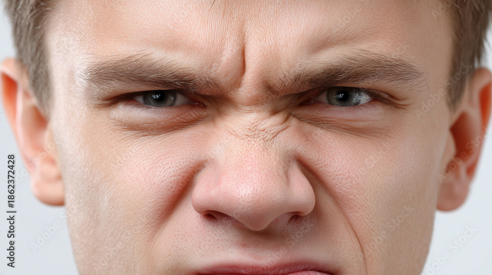 Fototapeta premium Wütender Mann mit intensivem Blick – Stress, Aggression und starke Emotionen im Gesicht