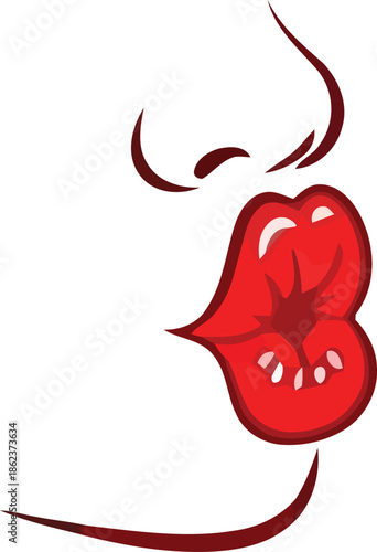 Red Lips with a Kiss Expression, Illustration