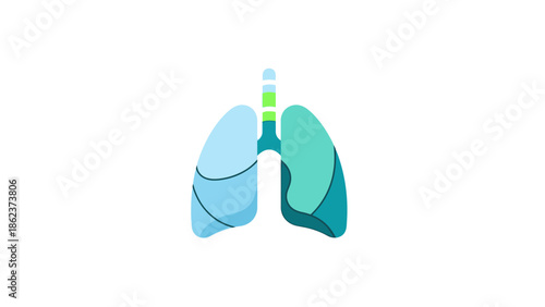 Stylized Human Lungs and Trachea Icon Representing Respiratory Health and Anatomy