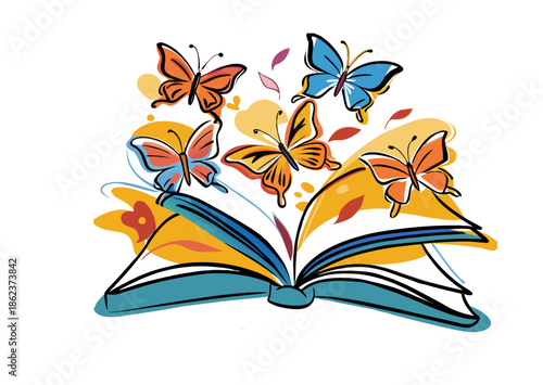open book with flower