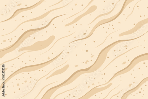Abstract sandy beige pattern with wavy lines and scattered dots, evoking a serene, natural, and minimalist desert or beach texture