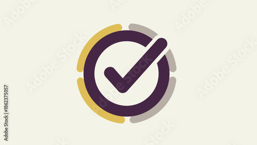 Abstract Check Mark Icon with Circle Segments - Success and Approval Symbol