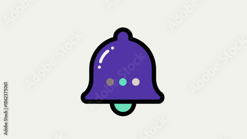 Modern Flat Bell Icon with Dots and Clapper
