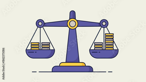 Balance Scales Weighing Coins - Financial Equilibrium Concept