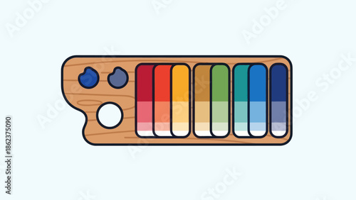 Artist's Paint Palette with Color Samples and Swatches