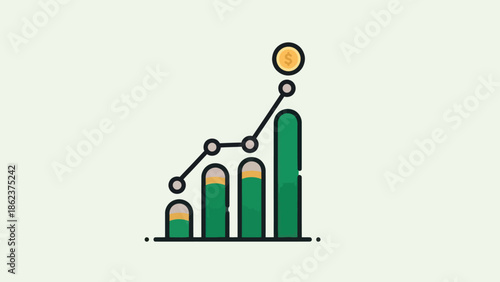Financial Growth Chart with Upward Trend and Coin Icon