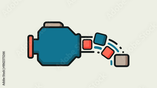 Abstract Machine Engine Parts Falling Out, Mechanical System Breakdown Concept