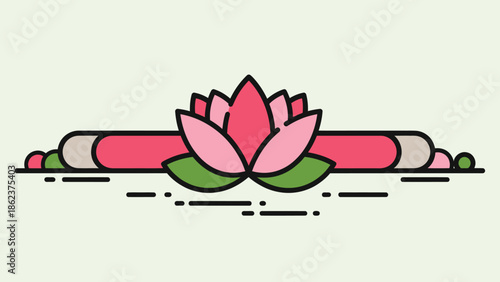 Pink Lotus Flower Yoga Pose Illustration