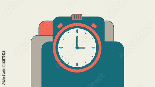 Stopwatch Timer Icon on Layers, Time Management Concept