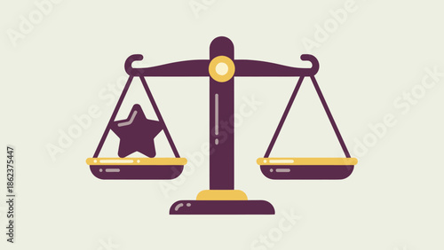 Scales of Justice with Star Symbol - Balance and Fairness Concept