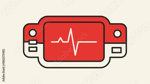 ECG machine icon with heart rhythm line on screen, medical technology concept