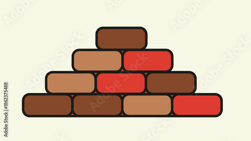 Pyramid Stack of Colorful Bricks, Building Blocks, Construction Concept