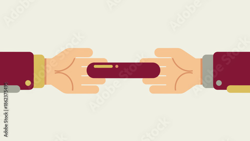 Handing Over Object Between Two Hands, Business Collaboration Concept