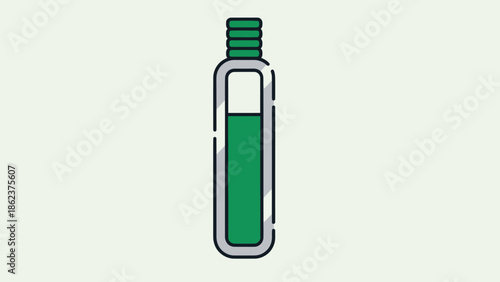 Green Liquid Bottle Icon, Minimalist Design, Simple Vector Illustration