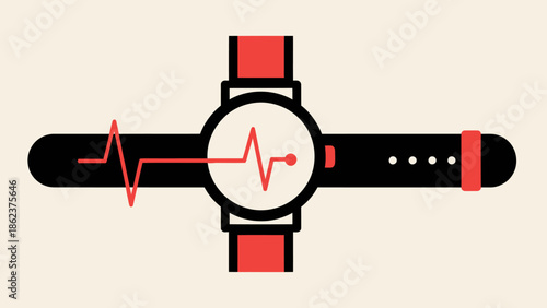 Smartwatch with Heartbeat Monitor - Health Technology Icon