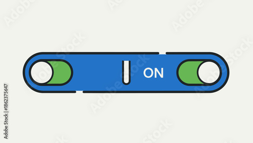 Toggle Switch Set to ON Position, Simple Blue Interface Element, Modern Design