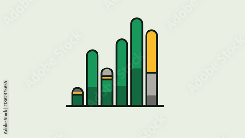 Green and yellow bar chart representing growth and progress