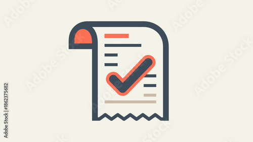 Checklist icon: receipt with checkmark. Approval concept.