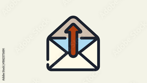 Email Sending Icon Vector Illustration - Outgoing Mail, Message Delivery, Communication