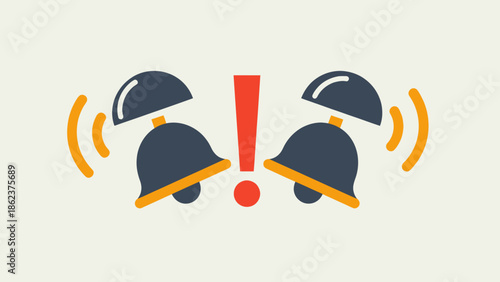 Alert notification icons: ringing bells and exclamation mark symbol