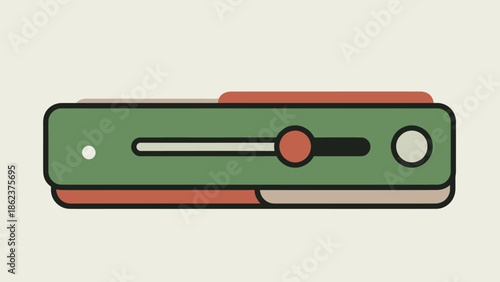 Modern control panel with slider and button, minimalist flat design