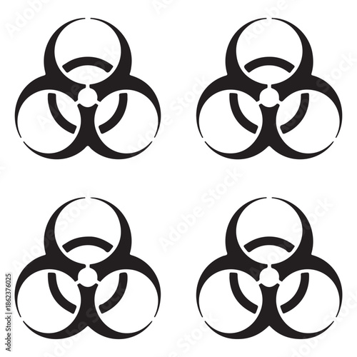 Hazard Bio Warning Symbols Black Vector Set