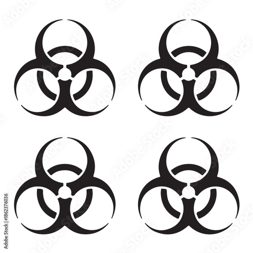 Biohazard Warning Symbol Icons Black Vector Set Isolated