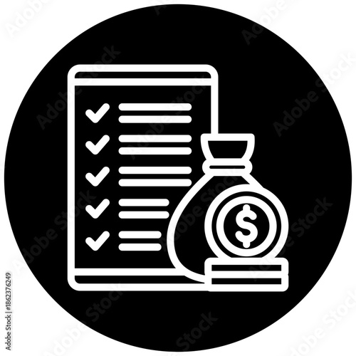 Earning Report Icon Button, Mini Illustration Relate To Taxation, Financial Report. Use For Modern Concept, Ui, Ux Web And App Development.