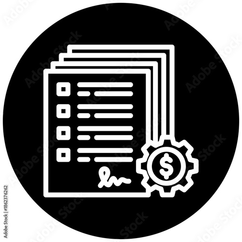 Obligation Form Icon Button, Mini Illustration Relate To Taxation, Financial Report. Use For Modern Concept, Ui, Ux Web And App Development.