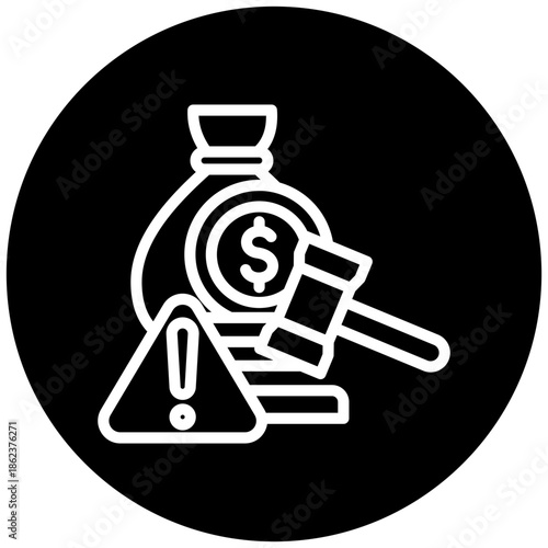 Penalty Notice Icon Button, Mini Illustration Relate To Taxation, Financial Report. Use For Modern Concept, Ui, Ux Web And App Development.