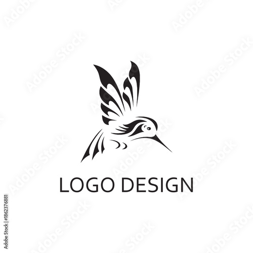simple black colibri for logo design
