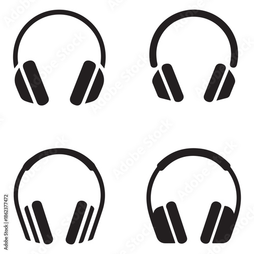 Headphones Audio Icon Flat Vector Design
